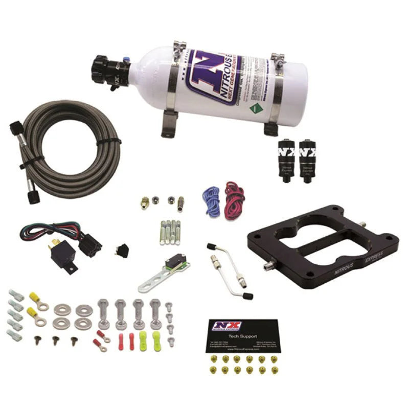 Nitrous Express Q-Jet/Holley Spread Bore Hitman Plus Nitrous Kit (50-200HP) w/5lb Bottle - Side View