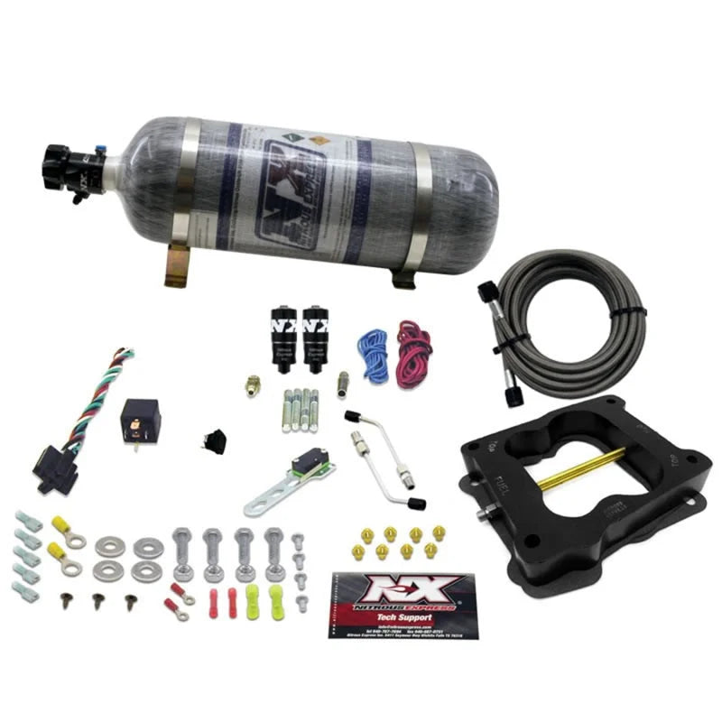 Nitrous Express Q-Jet/Holley Spread Bore Hitman Plus Nitrous Kit w/Composite Bottle - Side View