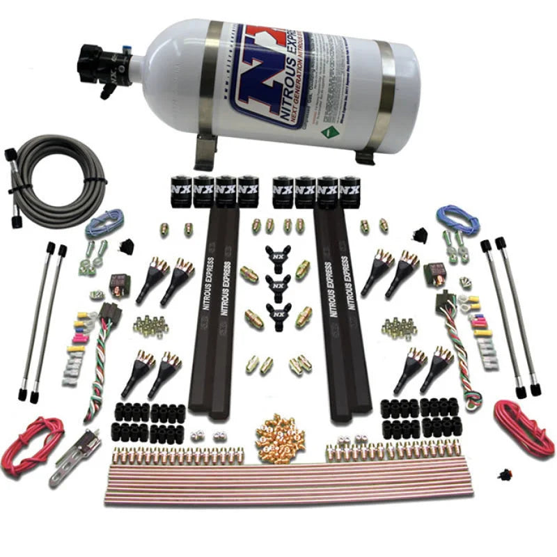 Nitrous Express SX2 Dual Stage 8 Solenoid /Gasoline Nitrous Kit (200-1200HP) w/10lb Bottle - Main Product View