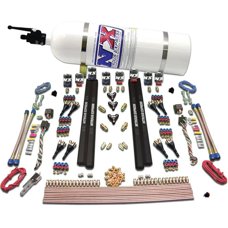 Nitrous Express SX2 Dual Stage/Alcohol - 8 Solenoid Nitrous Kit (200-1200HP) w/10lb Bottle - Main Product View