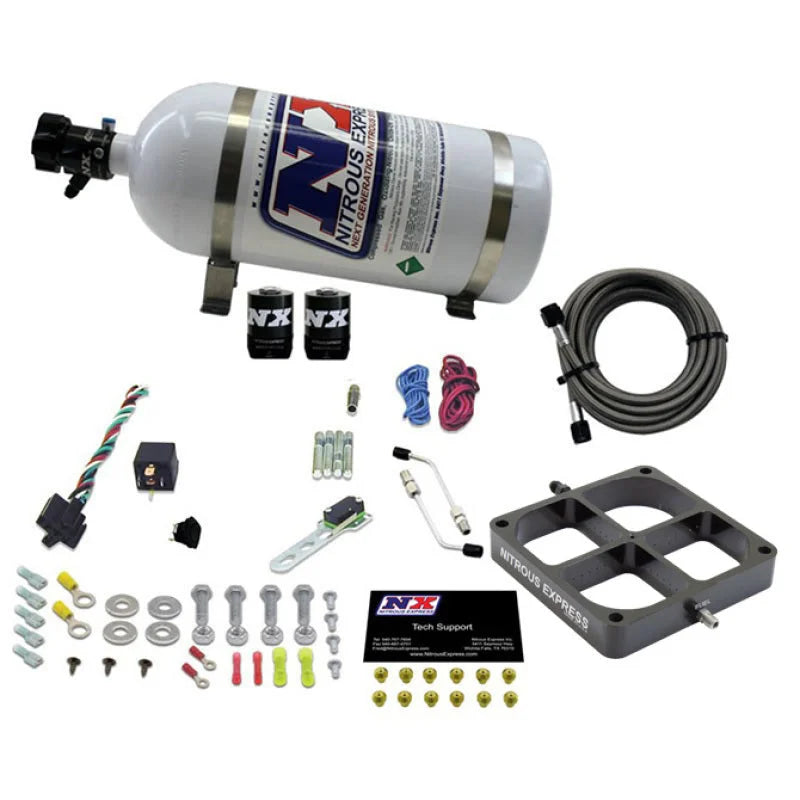 Nitrous Express Single Entry Crossbar 8500 Based Throttle Body Nitrous Kit w/10lb Bottle - Back View