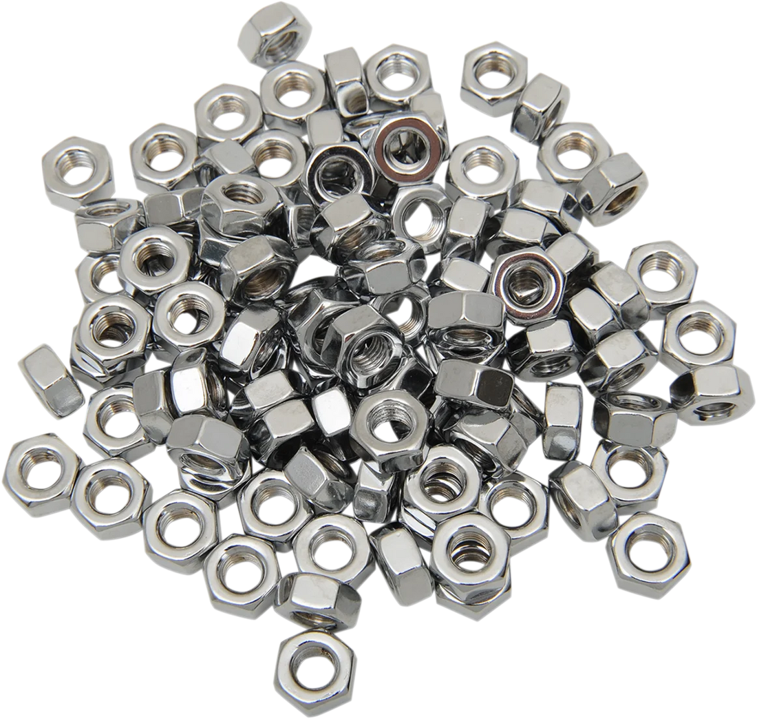 Nut - Hex - 1/4"-28 - Chrome DragSpecialties MPB165 - Side View