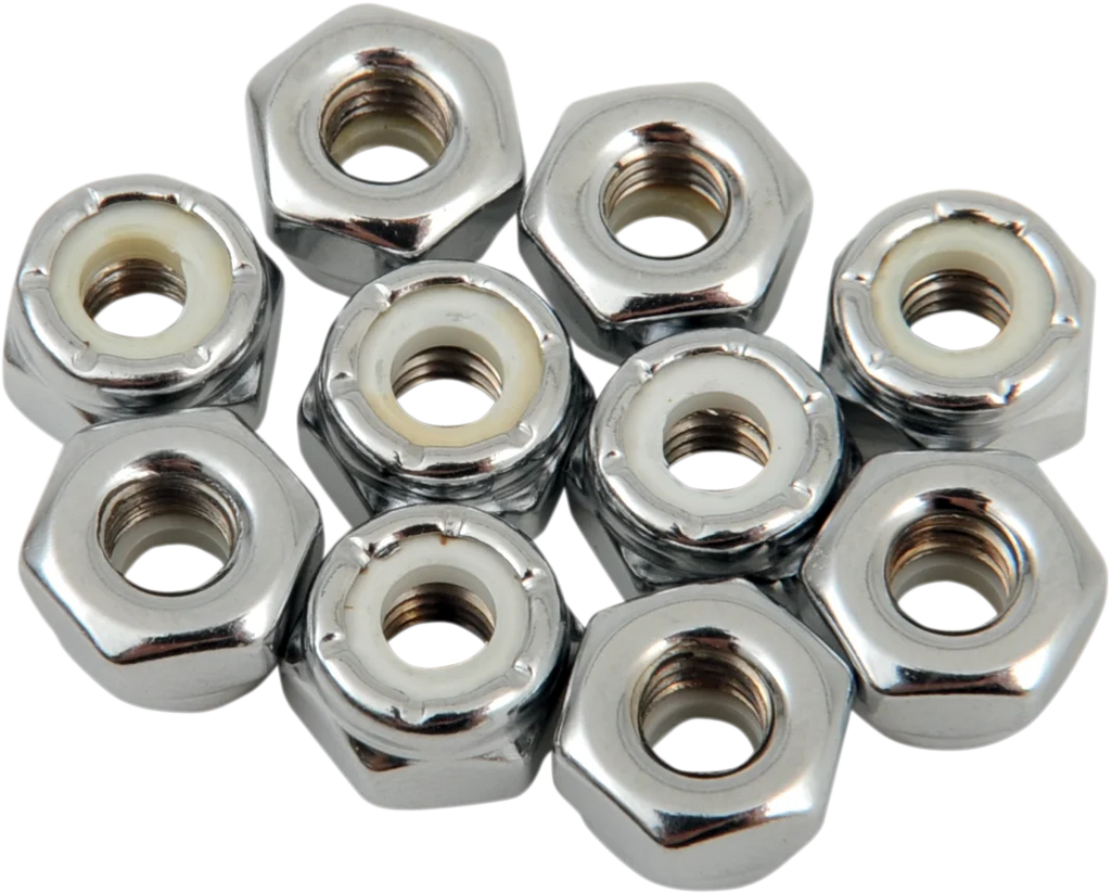 Nuts - Nylon - Chrome - 10-32 DragSpecialties MPB272 - Main Product View