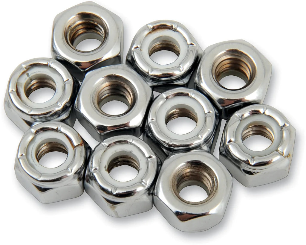 Nuts - Nylon - Chrome - 1/4"-20 DragSpecialties MPB273 - Main Product View