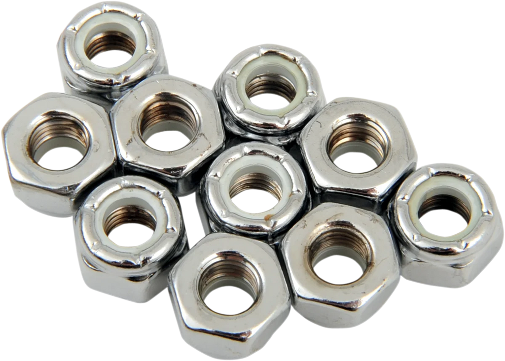 Nuts - Nylon - Chrome - 1/4"-28 DragSpecialties MPB274 - Main Product View