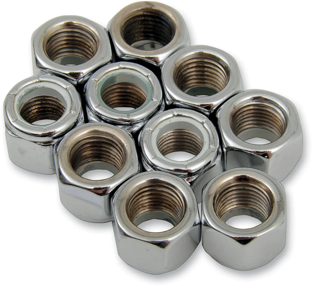 Nuts - Nylon - Chrome - 3/8"-24 DragSpecialties MPB278 - Main Product View