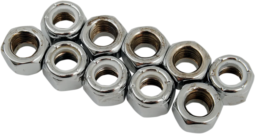 Nuts - Nylon - Chrome - 5/16"-24 DragSpecialties MPB276 - Main Product View