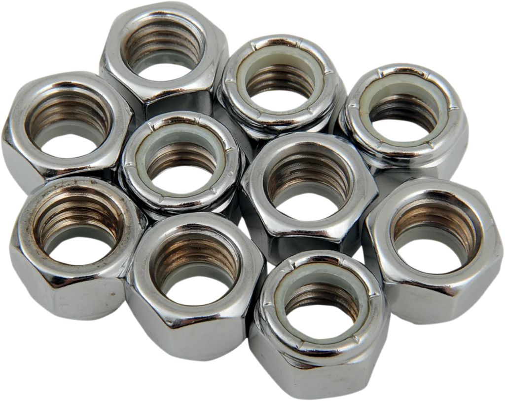Nuts - Nylon - Chrome - 7/16"-14 DragSpecialties MPB279 - Main Product View
