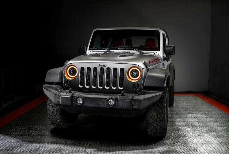 ORACLE Lighting 0718 Jeep Wrangler JK Oculus 7in Switchback BiLED Projector Headlights - Installation View