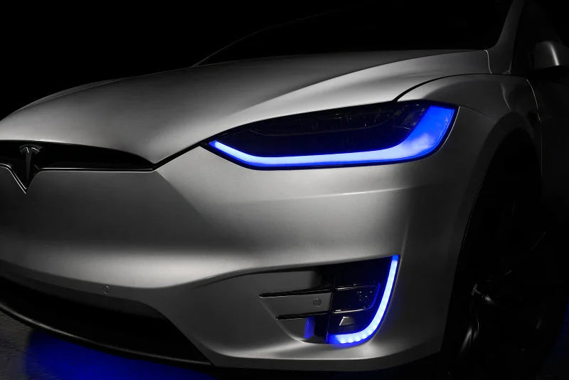 ORACLE Lighting 16-21 Tesla Model X Dynamic ColorSHIFT Headlight & Fog Light DRL Kit - Installation View