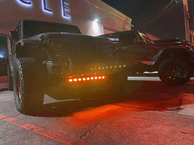 ORACLE Lighting 18-22 Jeep Wrangler JL Skid Plate w/ Integr LED Emitters - Amber - Installation View