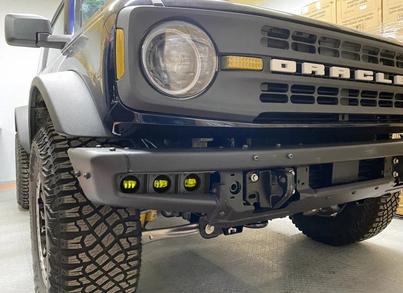 ORACLE Lighting 21-22 Ford Bronco Triple LED Fog Light Kit for Steel Bumper - Yellow - Side View