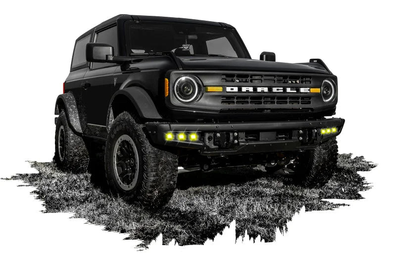 ORACLE Lighting 21-22 Ford Bronco Triple LED Fog Light Kit for Steel Bumper - Yellow - Installation View