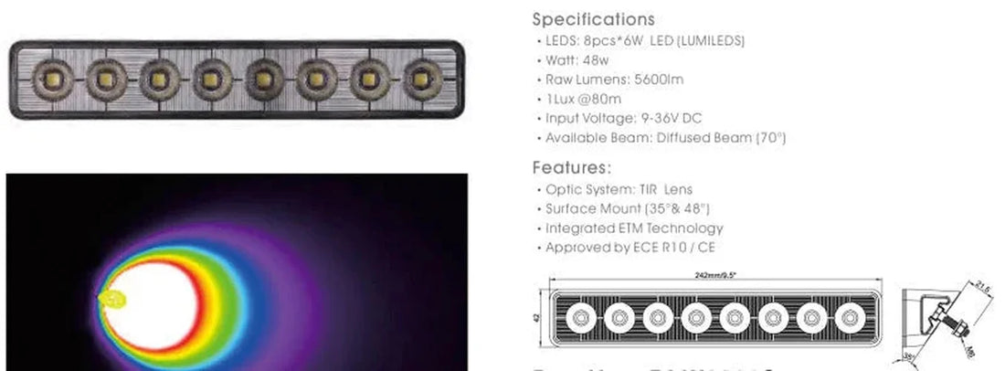 Oracle 9.5in 48W Angled LED Scene Light - 5,700K - Side View