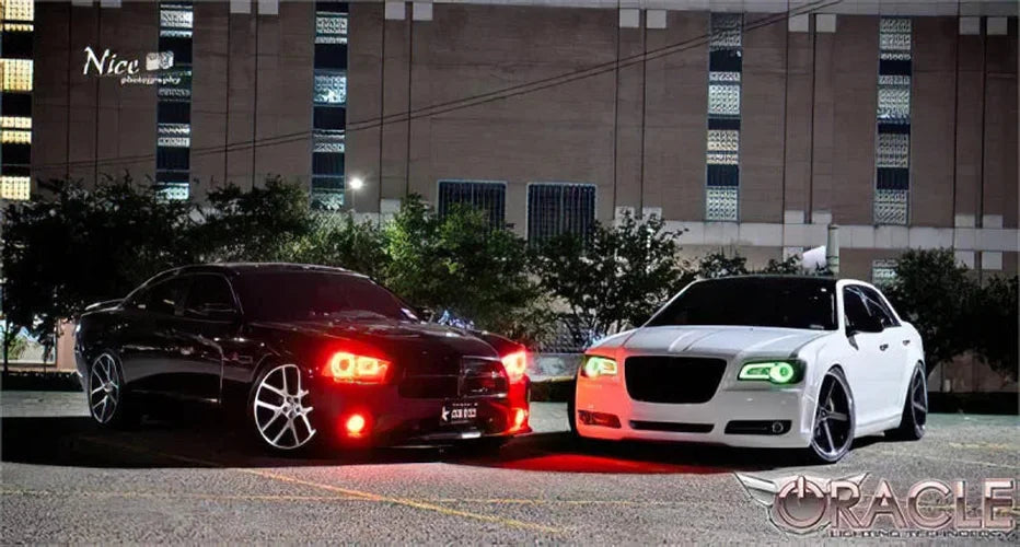 Oracle 11-19 Chrysler 300C DRL Upgrade w/ Halo Kit - ColorSHIFT w/ Simple Controller - Back View