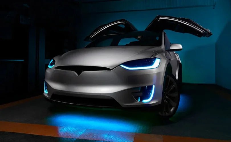 ORACLE Lighting 16-21 Tesla Model X Dynamic ColorSHIFT Headlight & Fog Light DRL Kit - Side View