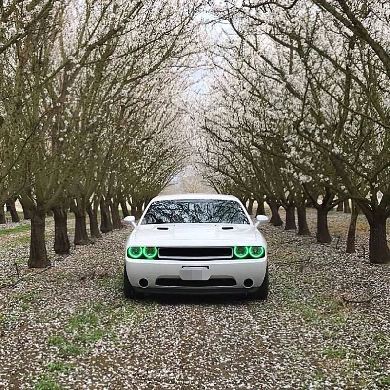 ORACLE Lighting LED Projector Headlight Halo Kit - Green fits 2008-2014 Dodge Challenger - Side View