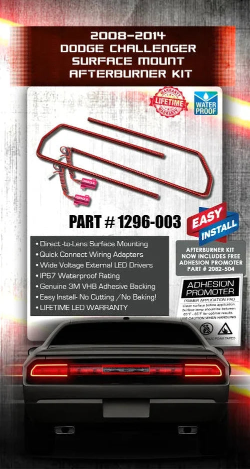 Oracle Dodge Challenger 08-14 LED Waterproof Afterburner Kit - Red - Side View