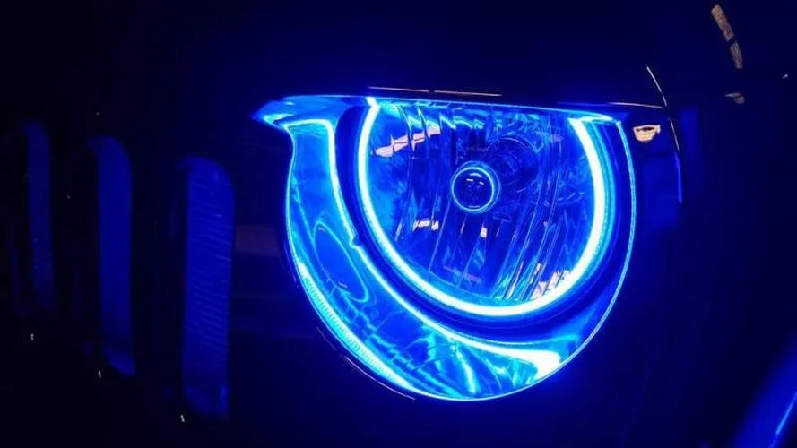 Oracle Jeep Wrangler JK 07-17 LED Waterproof Halo Kit - ColorSHIFT w/o Controller - Side View