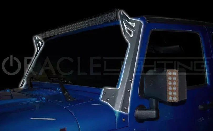 Oracle Jeep JK Upper Windshield Brackets (Pair) - Back View