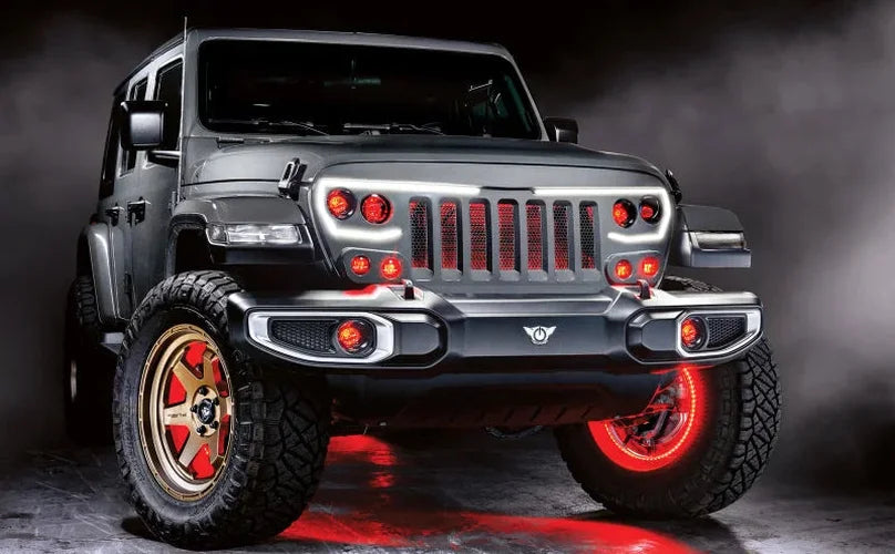 Oracle VECTOR Grille Demon Eye Projector Conversion Kit - ColorSHIFT w/o Controller - Side View