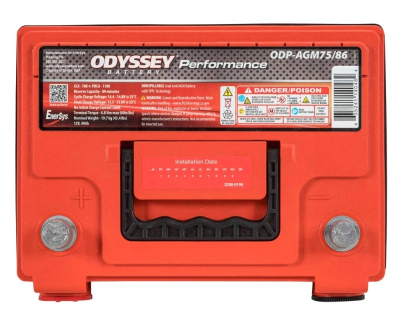 Odyssey Battery Auto/Truck Performance AGM Battery (75/86-705) - Side View