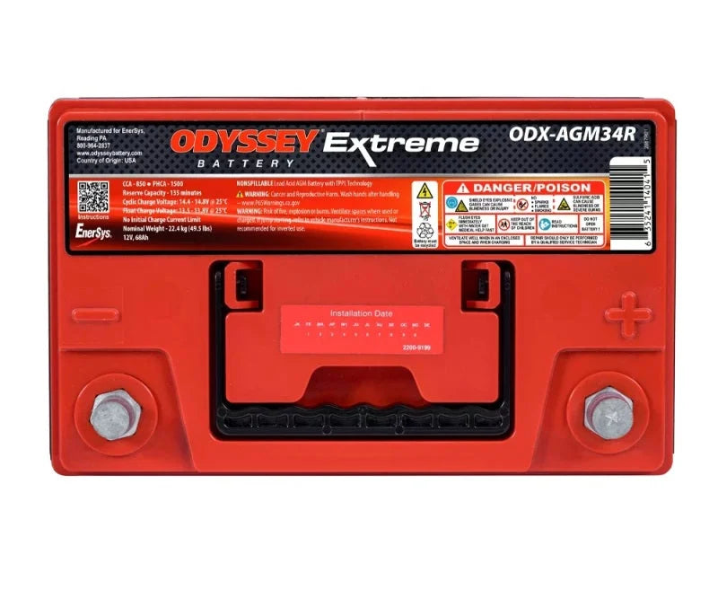 Odyssey Battery Auto/Truck/Heavy Duty & Commercial Extreme AGM Battery (34R-PC1500T) - Detail View