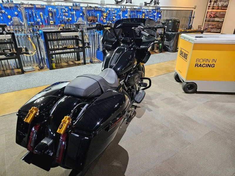 Ohlins 14-24  Harley FL Touring STX 36 Twin Blackline 13in Stiffer Spring Shocks - Side View