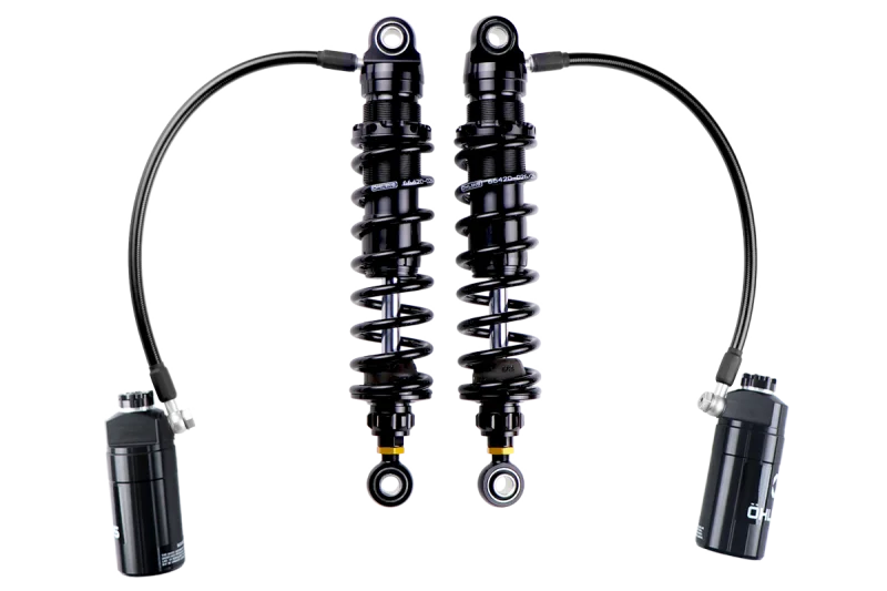 Ohlins STX 36 Twin Blackline 13in Blk Reservoir Shocks - Standard Springs fits 2014-2026 Harley FL Touring - Side View