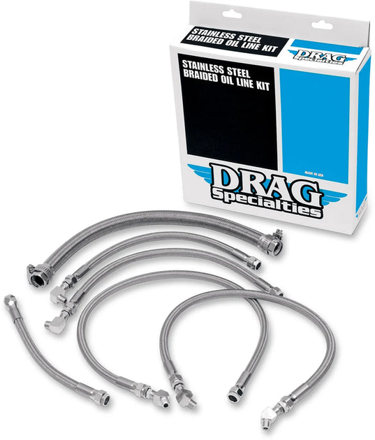 Drag Specialties DragSpecialties Oil Line Kit - Stainless Steel...