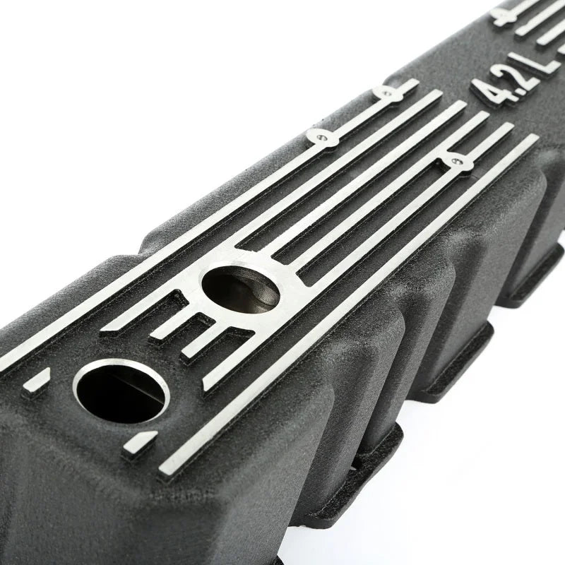 Omix Black Aluminum Valve Cover Kit 4.2L 81-86 CJ - Side View