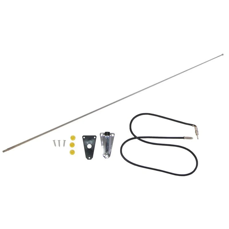 Omix Chrome Antenna Kit 76-95 Jeep CJ & Wrangler - Side View
