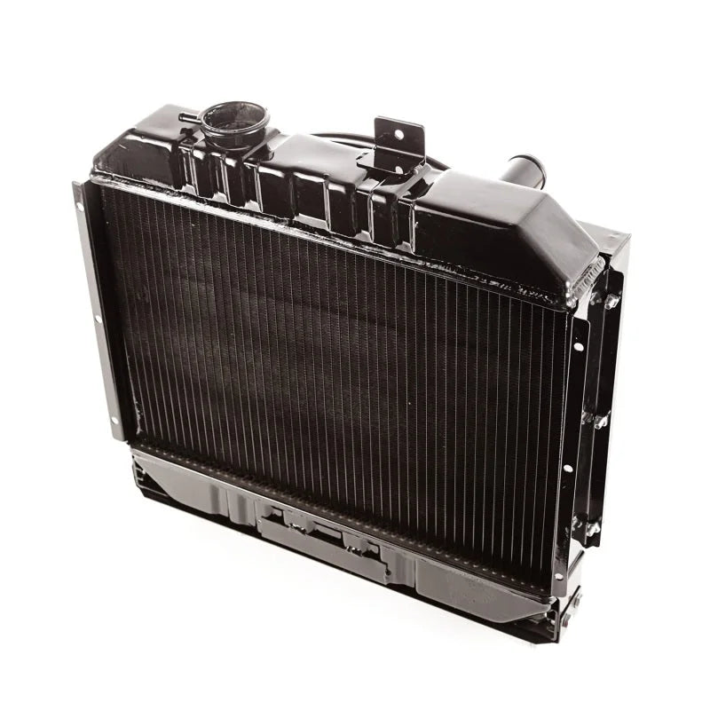 Omix Radiator w/ Fan Shroud 2 Row- 41-52 Willys Models - Side View