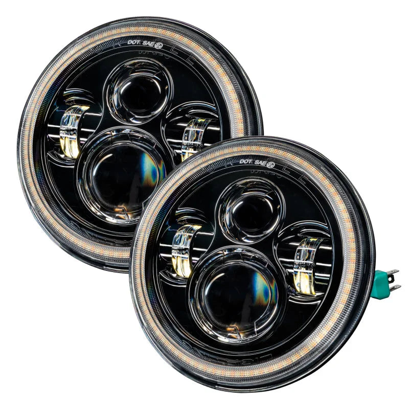 Oracle 07-18 Jeep Wrangler JK Switchback LED Halo Headlights - Amber/White - Switchback - Main Product View