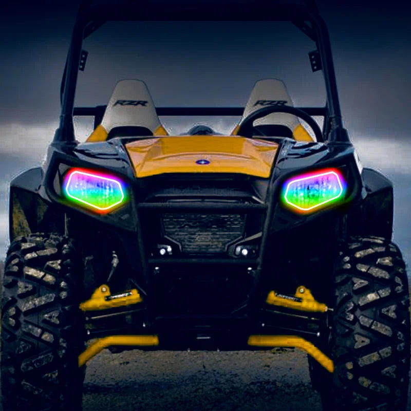 Oracle 08-19 Polaris RZR 570/800/900 Dynamic RGB+W Headlight Halo Kit - - Dynamic - Additional View 5