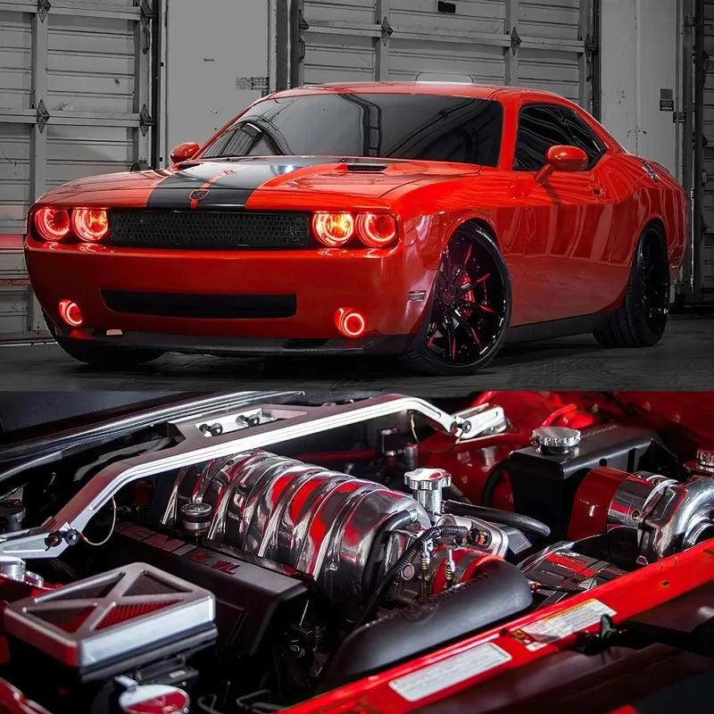 Oracle 0814 Dodge Challenger Dynamic Surface Mount Headlight/Fog Light Halo Kit COMBO - Back View
