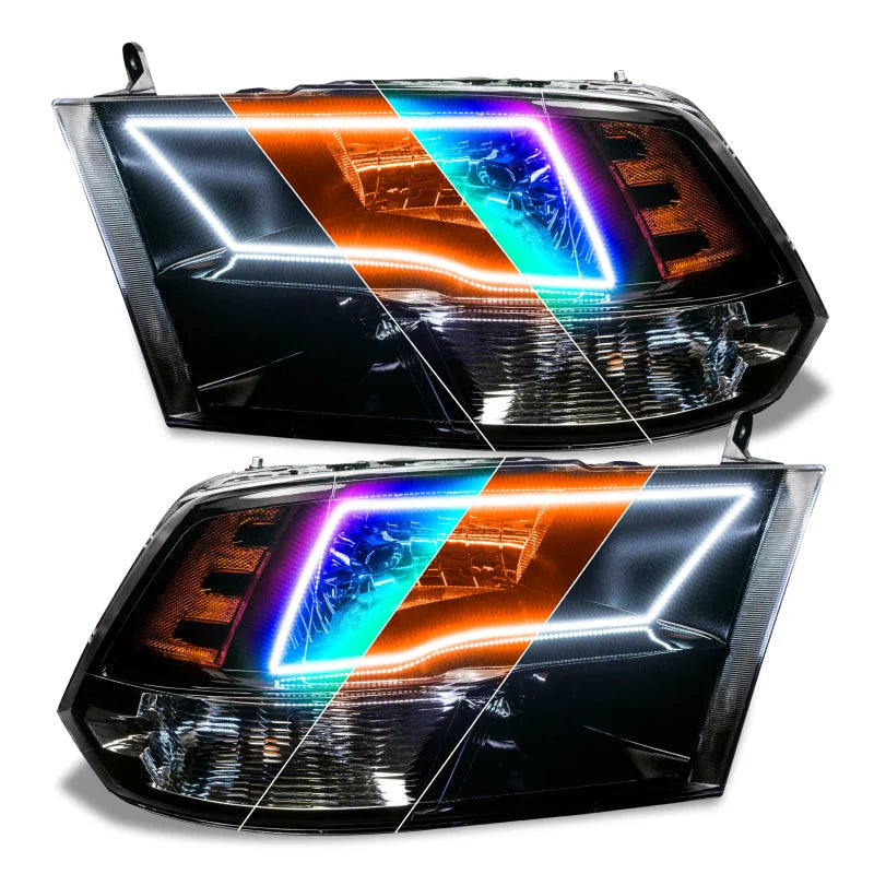 Oracle 09-18 Dodge Ram Switchback Quad Headlight Halo Kit - RGB+A + w/ 2.0 Controller - Back View