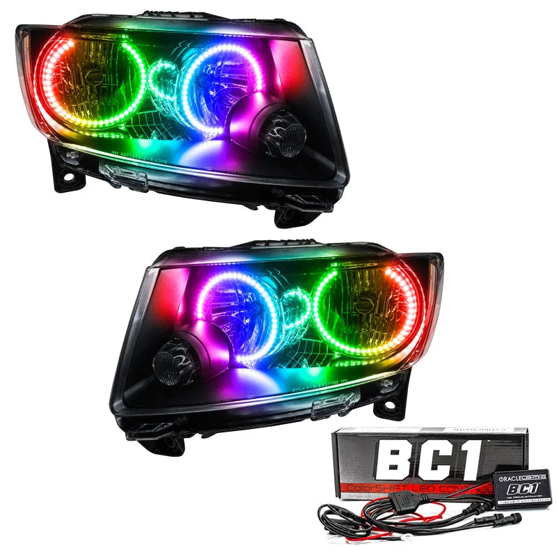 Oracle 11-13 Jeep Grand Cherokee SMD HL (Non-HID)-Chrome - ColorSHIFT w/ BC1 Controller - Main Product View
