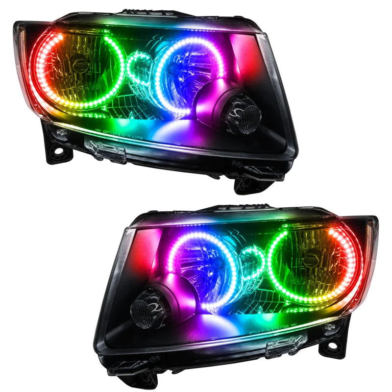 Oracle 11-13 Jeep Grand Cherokee SMD HL (Non-HID)-Chrome - ColorSHIFT w/ BC1 Controller - Installation View