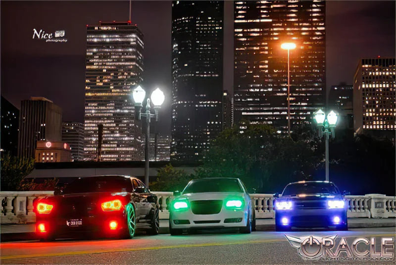 Oracle 11-19 Chrysler 300C DRL Upgrade w/ Halo Kit - ColorSHIFT w/ 2.0 Controller - Back View