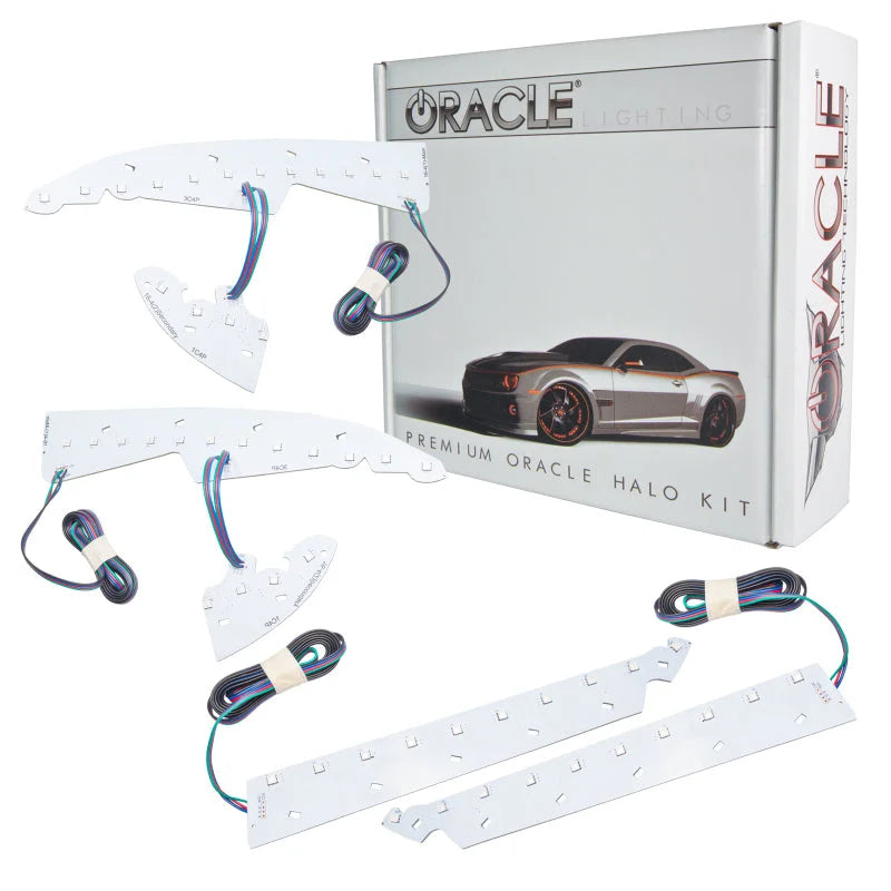 Oracle 14-15 GMC Sierra Headlight DRL Upgrade Kit - ColorSHIFT w/ Simple Controller - Installation View