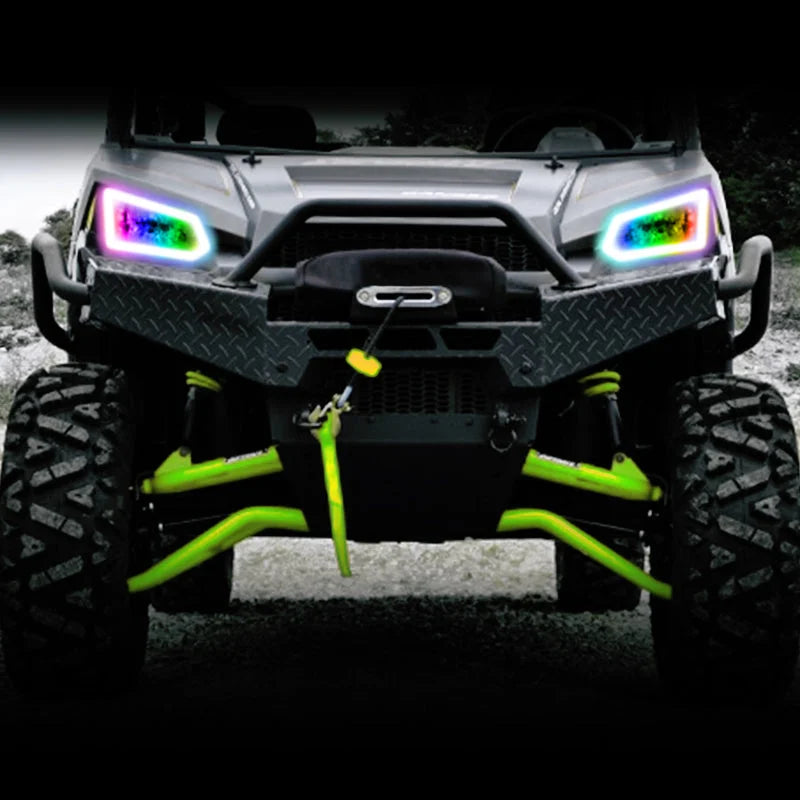 Oracle 14-19 Polaris Ranger 570/900/1000 Dynamic RGB+W Headlight Halo Kit - - Dynamic - Side View