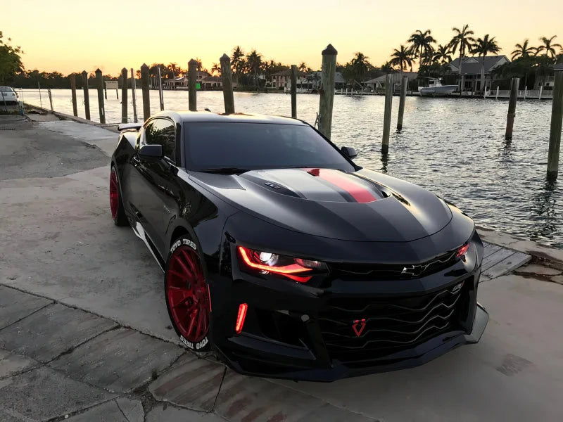 Oracle 16-18 Chevrolet Camaro RGB+W Headlight DRL Upgrade Kit - ColorSHIFT - Side View