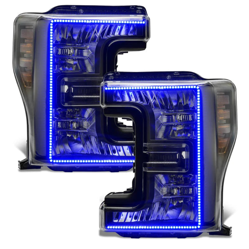 Oracle 17-19 Ford F-250 SD Dynamic Pre-Assembled Headlights - Halogen - Black Edition - - Side View