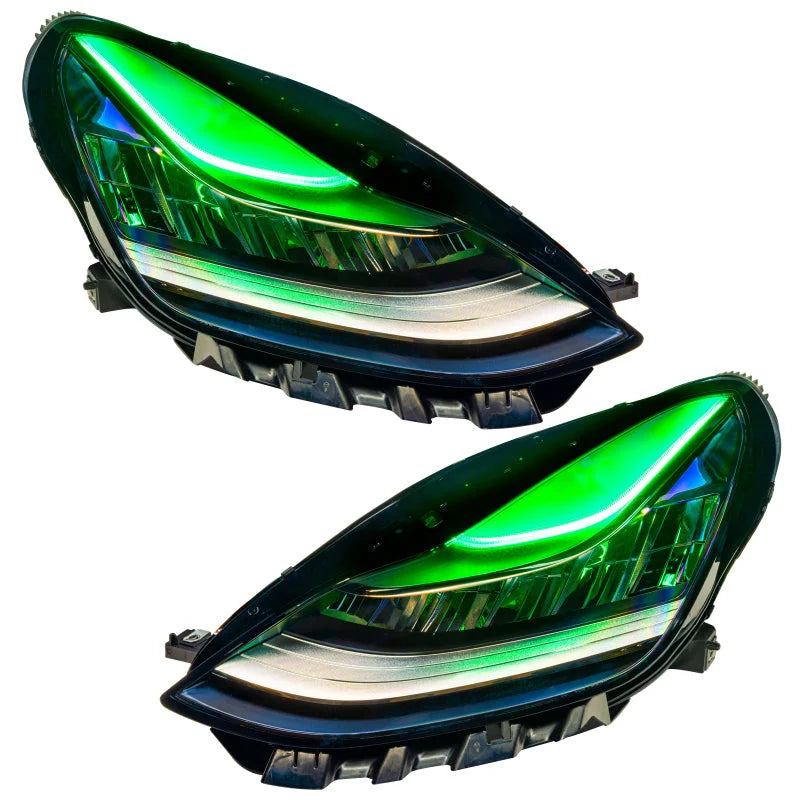 Oracle 17-21 Tesla Model 3 Headlight DRL Upgrade Kit - ColorSHIFT w/ Simple Controller - Side View