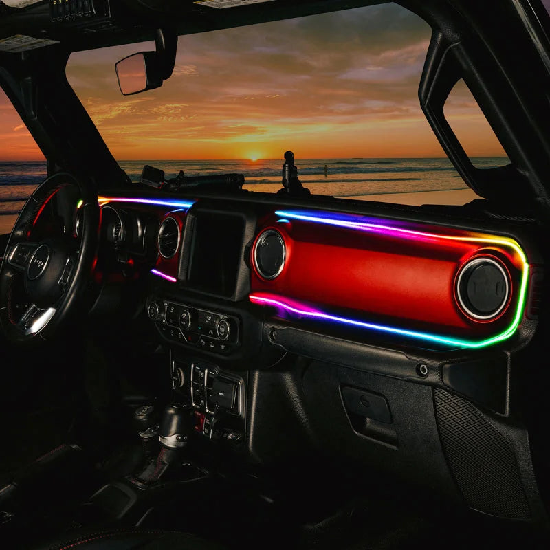 Oracle 18-23 Jeep Wrangler JL/Gladiator JT Dynamic ColorSHIFT LED Interior Dash Board Kit - Back View
