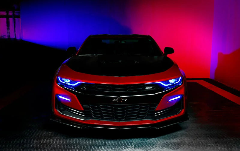 Oracle 19-21 Chevy Camaro SS/RS RGBW+A Headlight DRL Kit - ColorSHIFT w/o Controller - Installation View