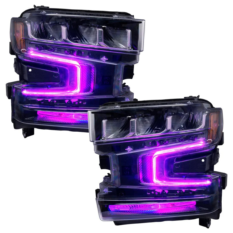 Oracle 19-21 Chevy Silverado 1500 RGB+W Headlight DRL Kit - ColorSHIFT w/o Controller - Installation View