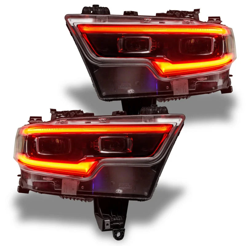 Oracle 19-21 RAM 1500 Projector LED Headlight DRL Kit - RGBW+A w/ BC1 Controller - Back View