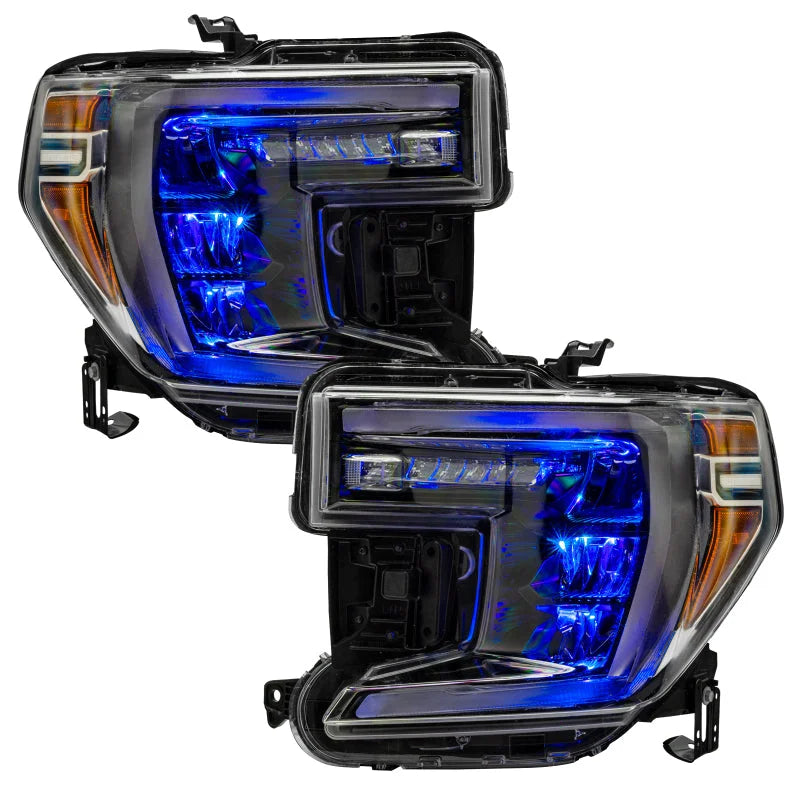 Oracle 19-21 Silverado/Sierra 1500 RGB Demon Eye Headlight Kit - w/o Controller - Back View